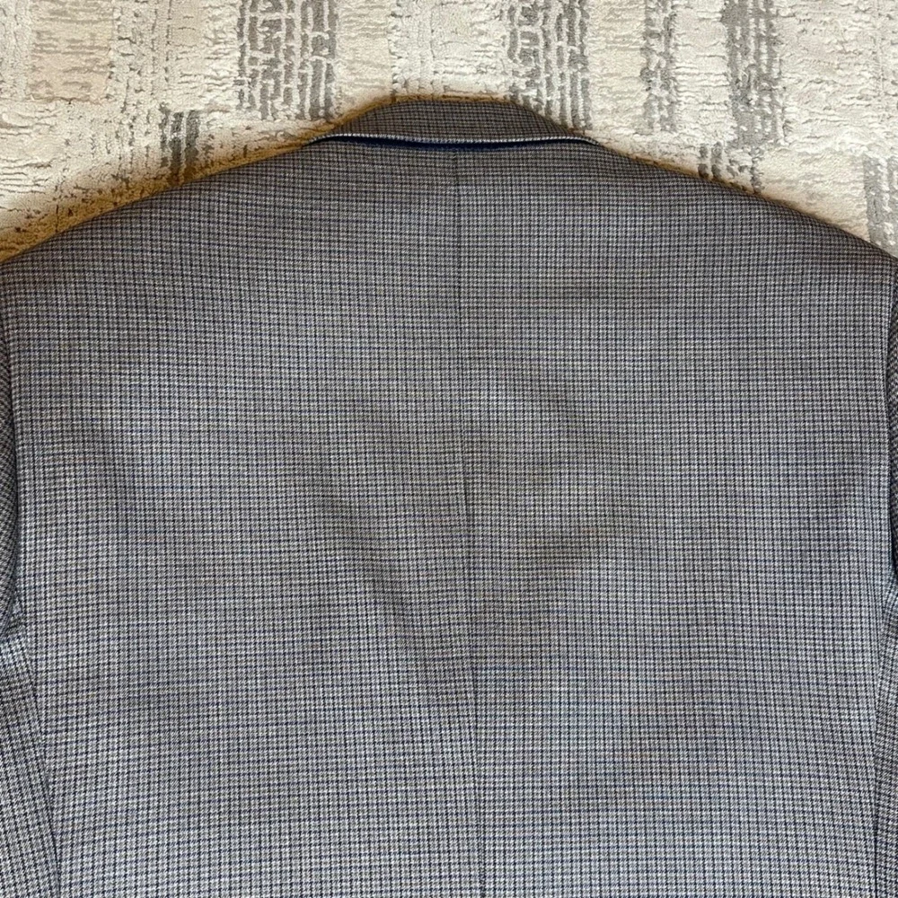 Jos A Bank Executive Blazer Mens 42R Grey‎ 100% Wool Houndstooth Sport Coat 42R